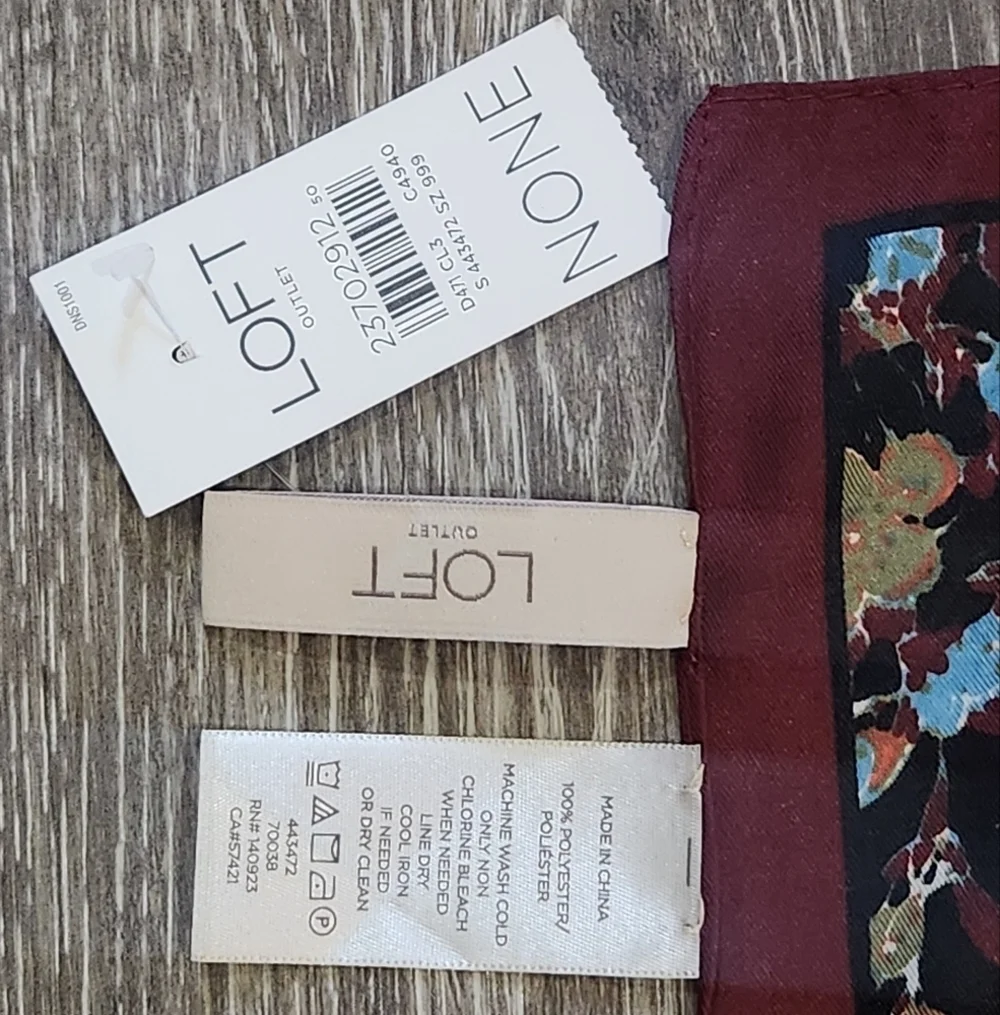 Loft Outlet Floral Square Scarf Maroon Pink And Blue Colors